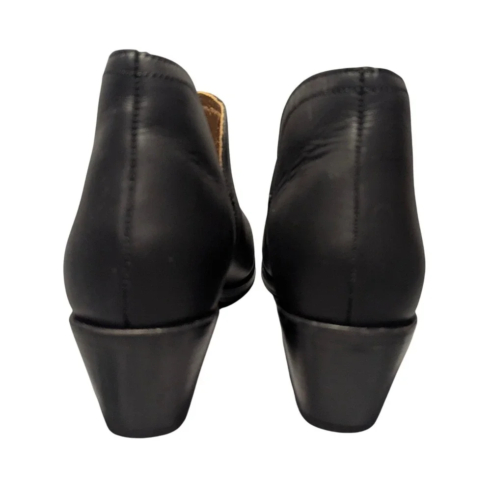 Nisolo Dari Bootie Women 9‎ Black Leather Ankle Boot Side Cutout Block Heel NEW